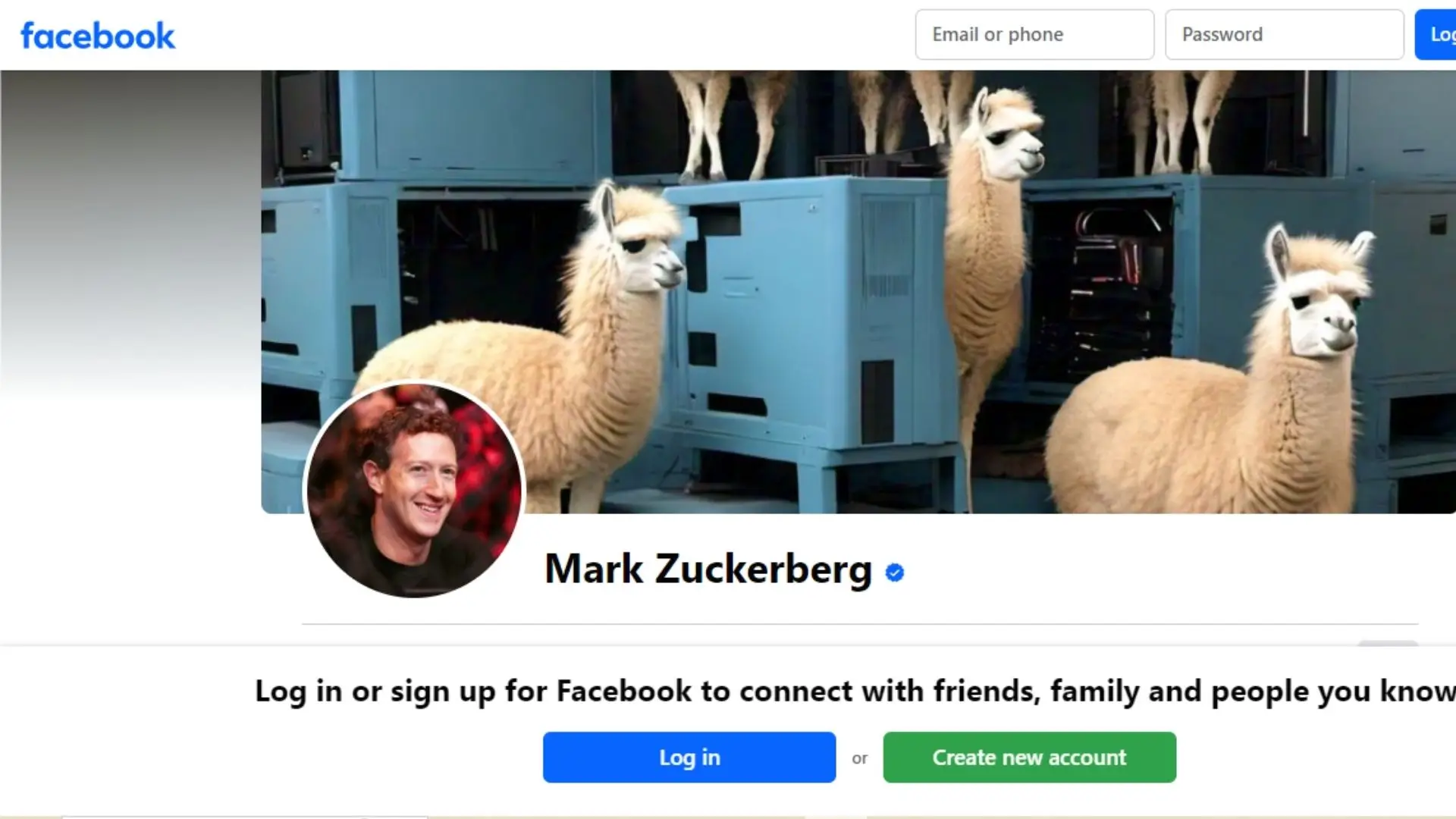 Screenshot of Mark Zuckerberg's Facebook page showcasing his profile and recent posts.