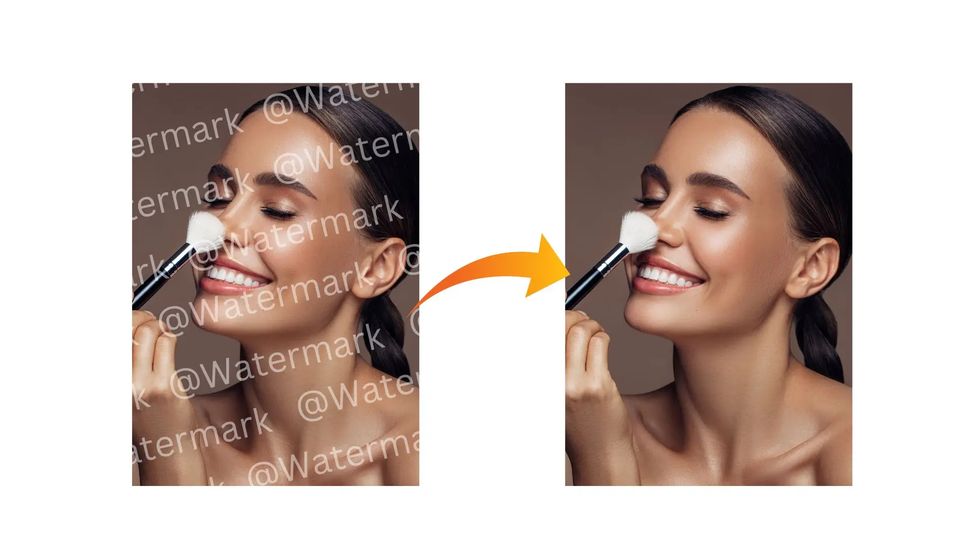 A woman carefully applies makeup to enhance her facial features in a well-lit setting.