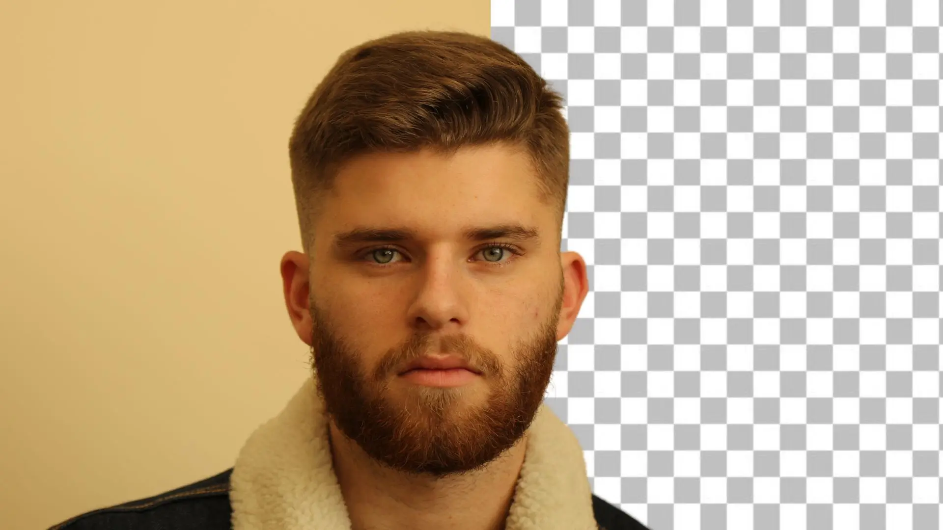 A man with a full beard, wrapped in a cozy scarf, showcasing a fashionable winter look.