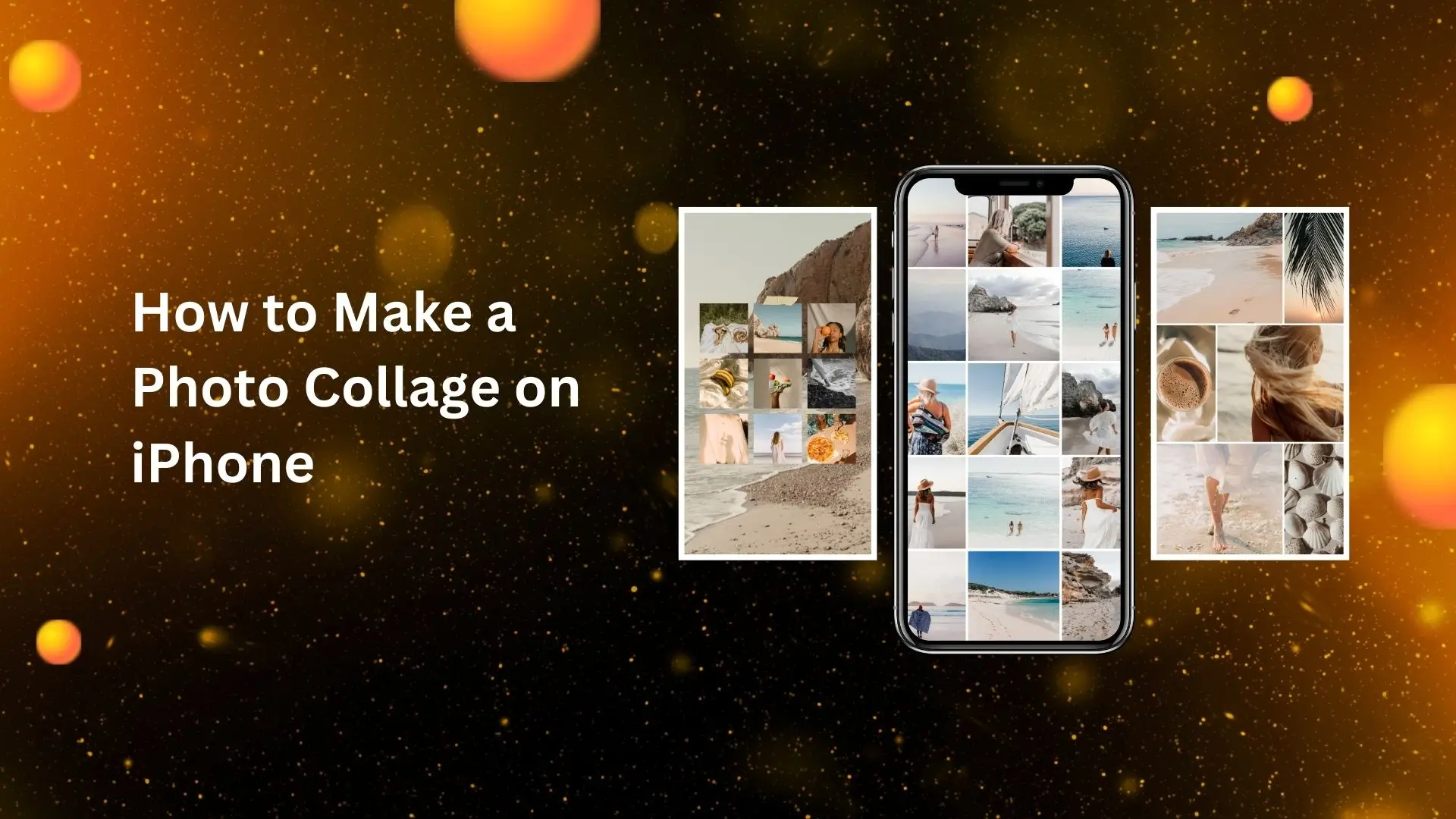 Step-by-step guide on creating a photo collage using an iPhone, showcasing tools and techniques for effective design.