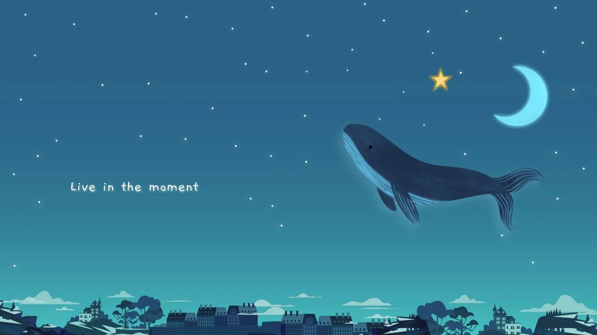 A serene wallpaper featuring a luminous moon against a dark sky, creating a tranquil and enchanting atmosphere.