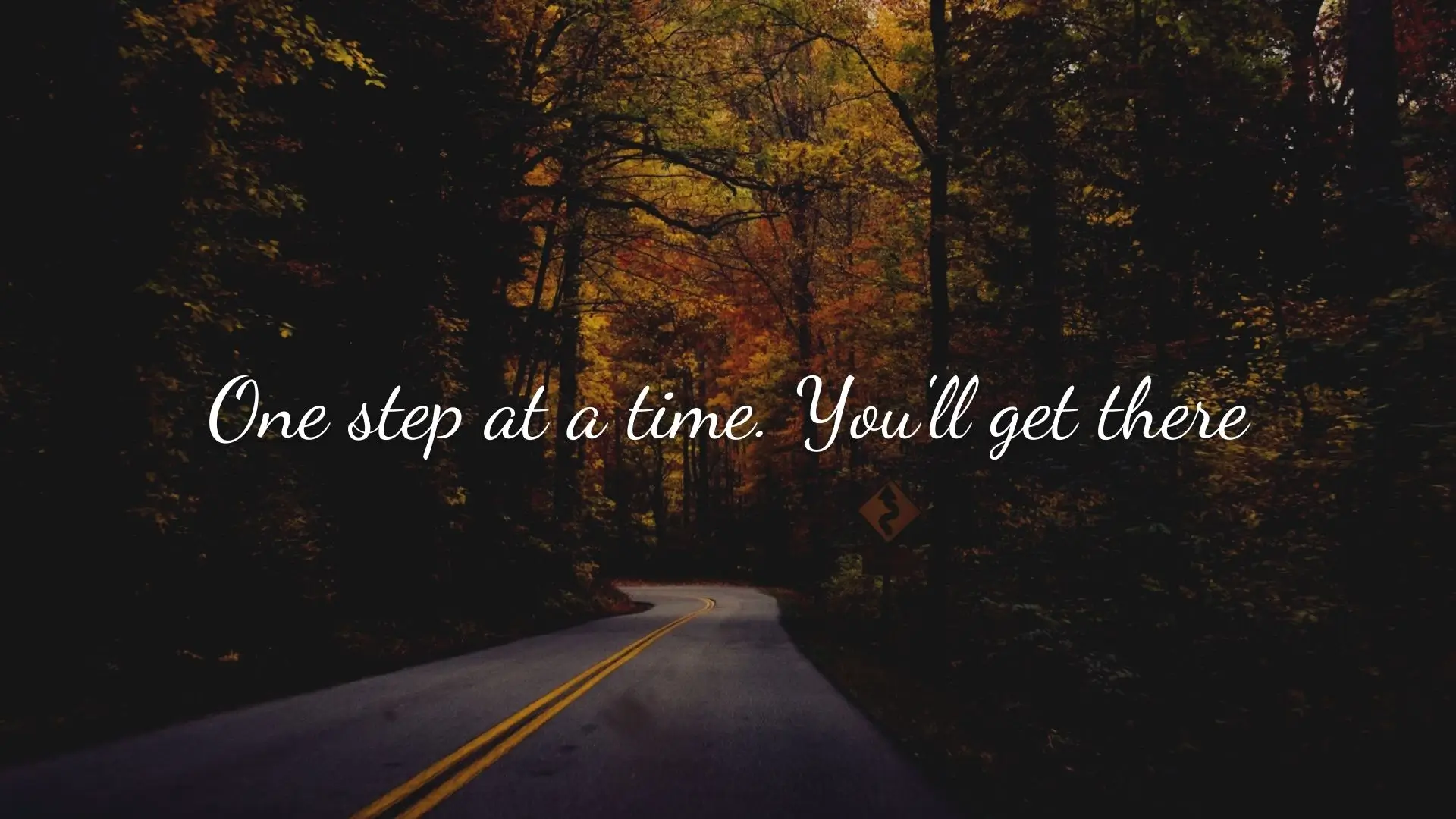 A person walking along a path, symbolizing progress and determination, with the phrase "one step at a time, you'll get there."