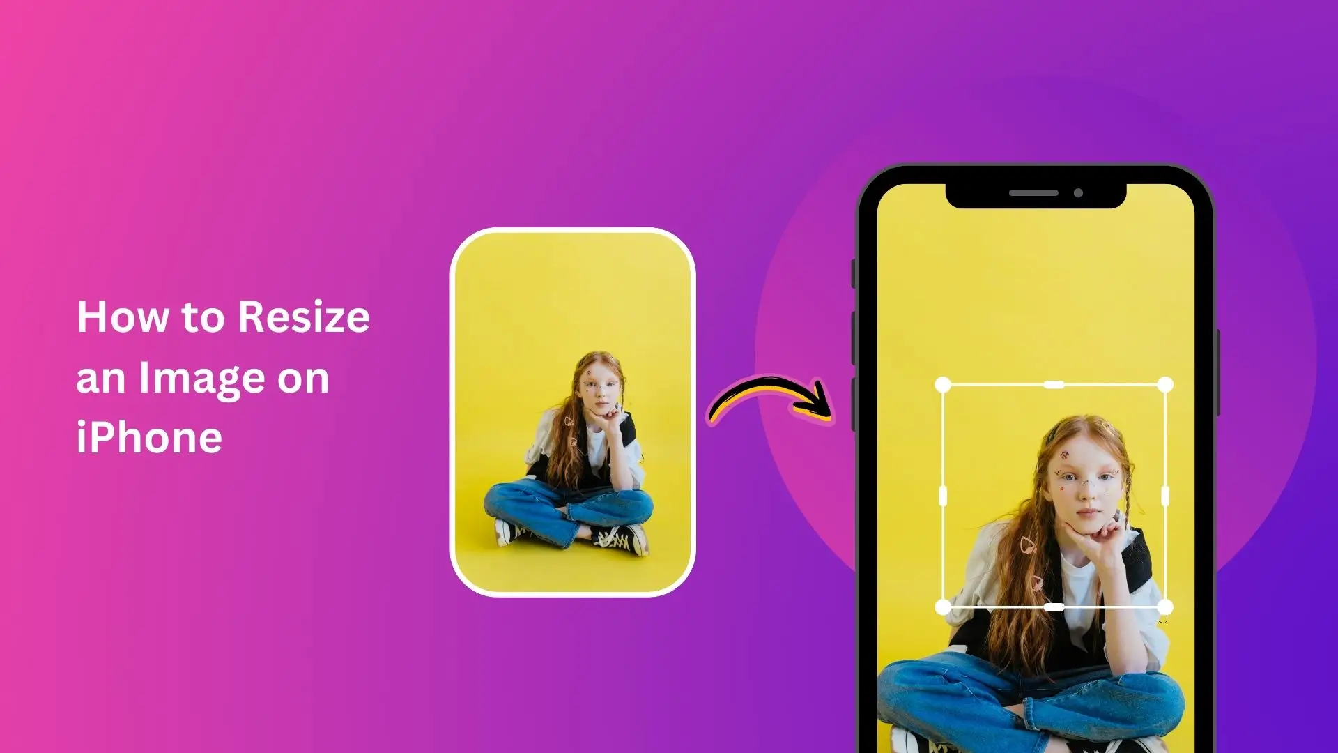 Visual instructions for resizing an image from an iPhone, highlighting essential steps for user clarity.