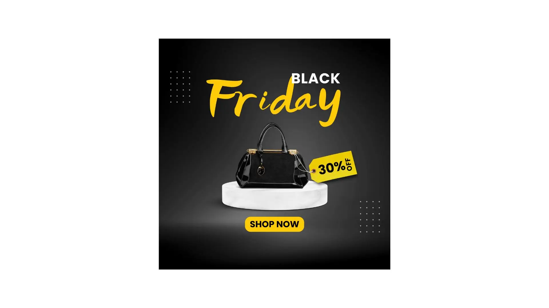Black Friday sale banner featuring a stylish purse, highlighting discounts and special offers for shoppers.