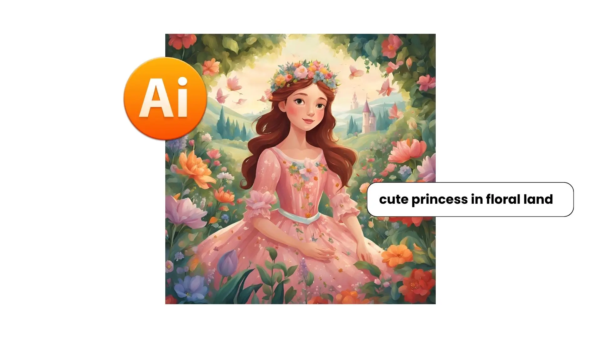 A girl in a pink dress stands amidst a vibrant array of colorful flowers, creating a picturesque scene.