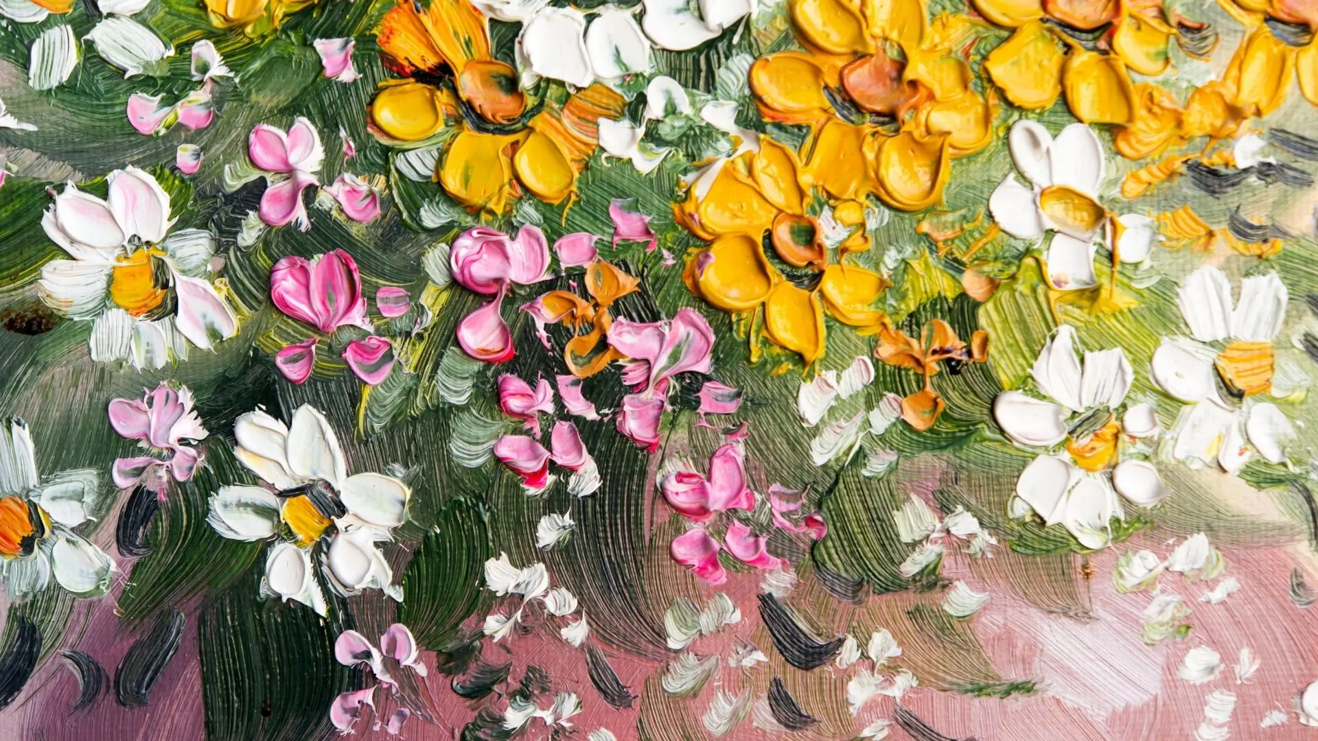 A beautiful artwork depicting an assortment of flowers elegantly displayed in a classic vase.
