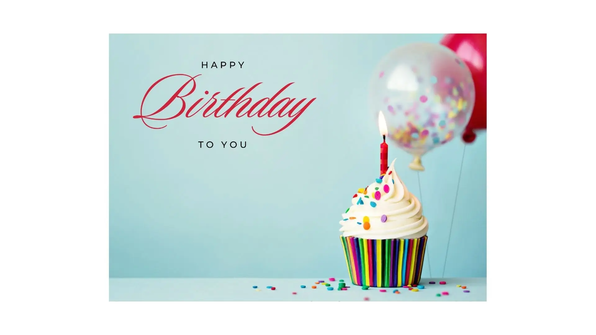 A cheerful birthday card featuring a colorful cupcake and vibrant balloons, perfect for celebrating a special day.
