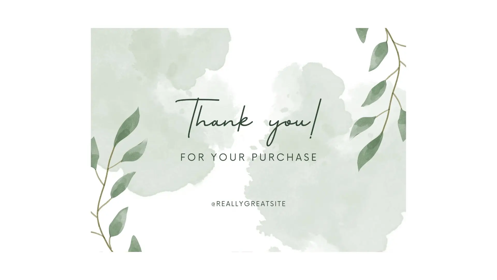 Thank you for your purchase message displayed in green, conveying appreciation to the customer.