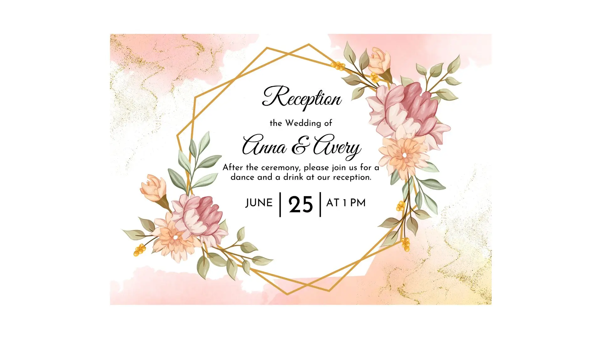 Elegant wedding invitation template featuring floral designs and customizable text for a personalized touch.