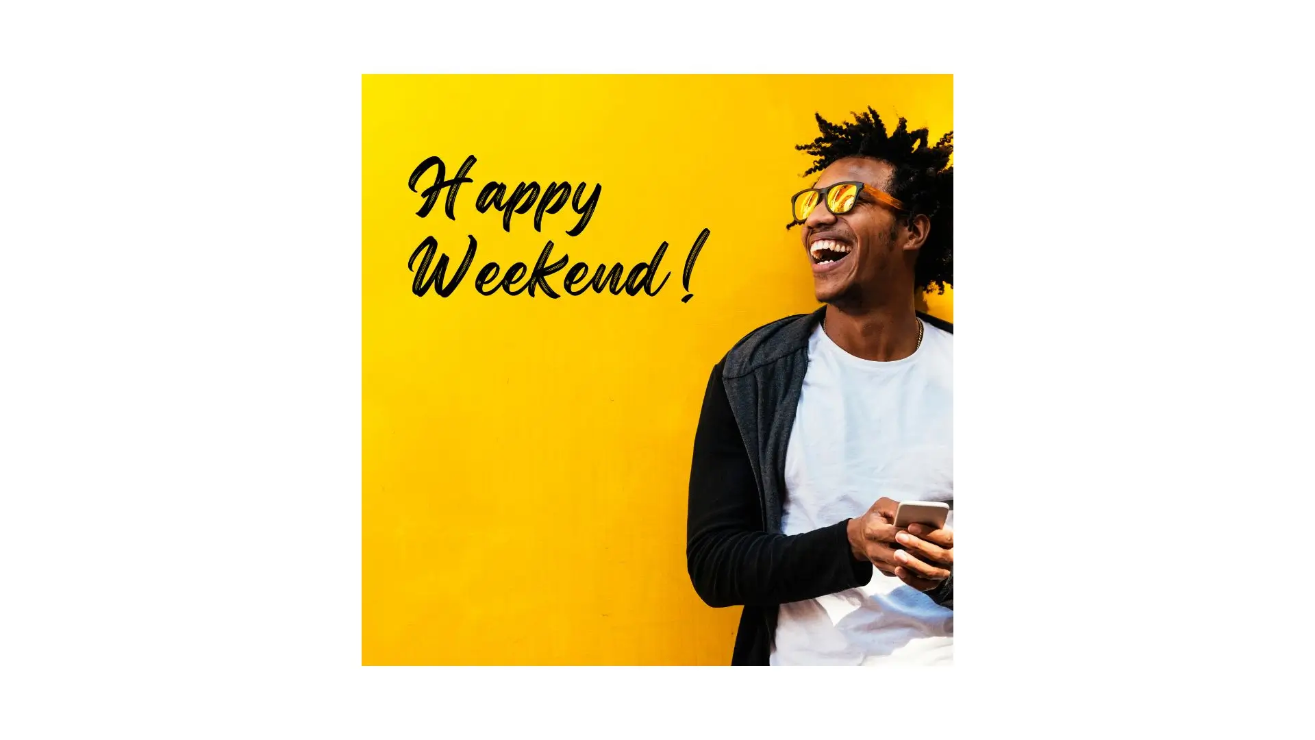A cheerful weekend card featuring vibrant colors and playful designs, perfect for celebrating the joy of the weekend.