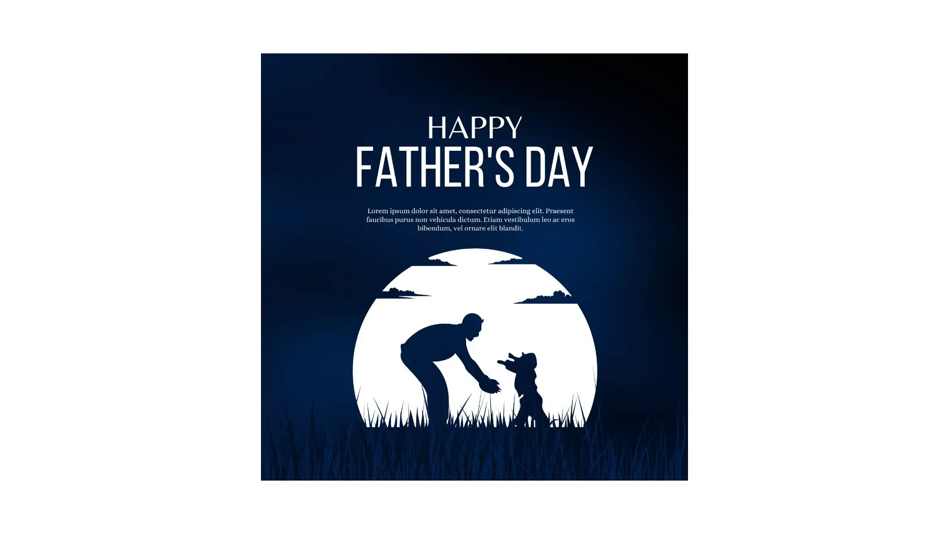 A heartfelt Father's Day card featuring a man and his dog enjoying a sunny day in the grass.