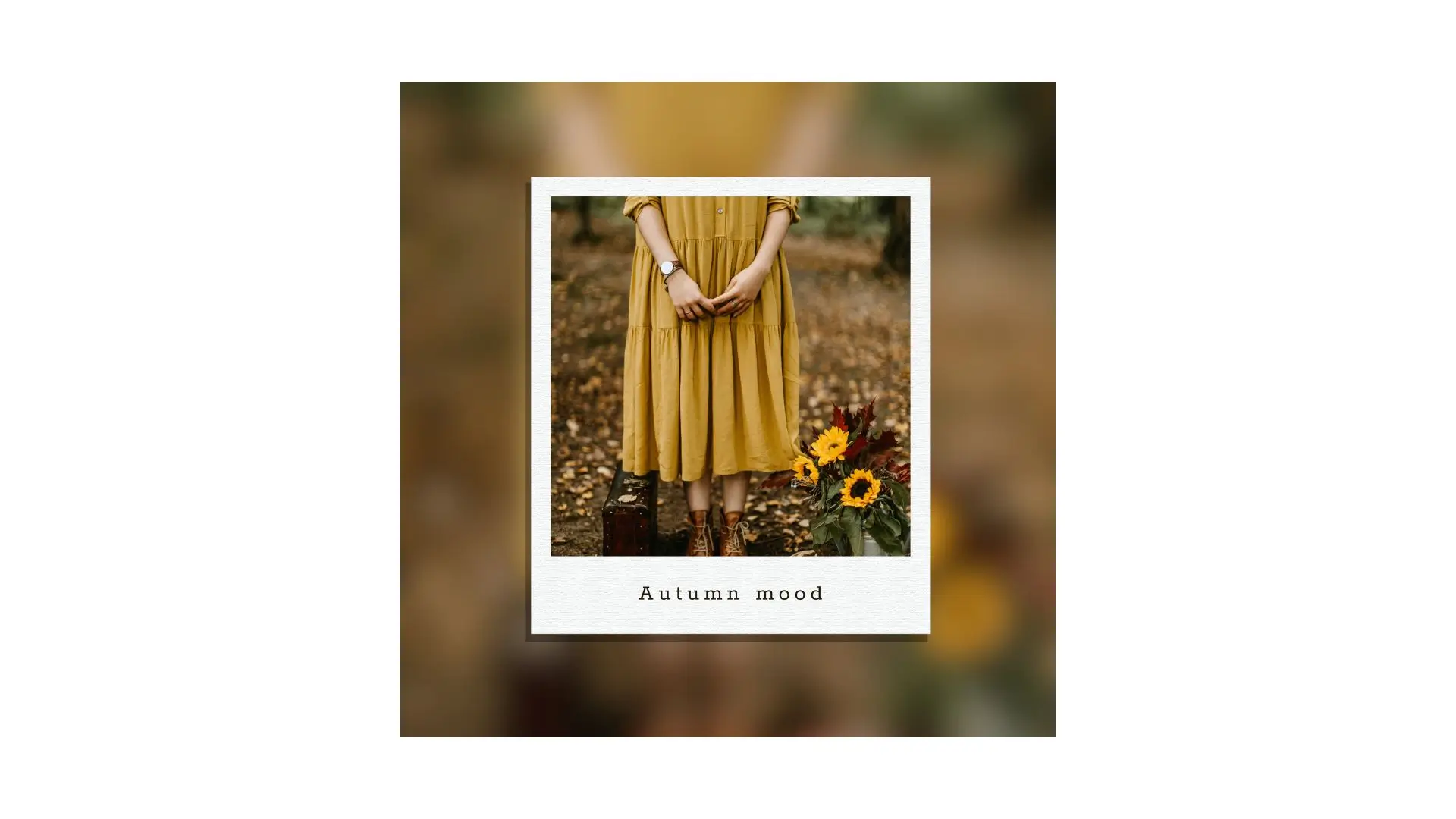 A woman in a yellow dress stands gracefully among the trees in a serene woodland setting.