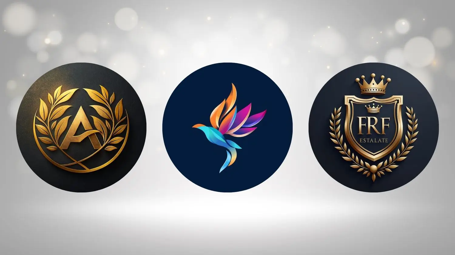 Three distinct company logos displayed side by side, showcasing unique designs and branding elements.