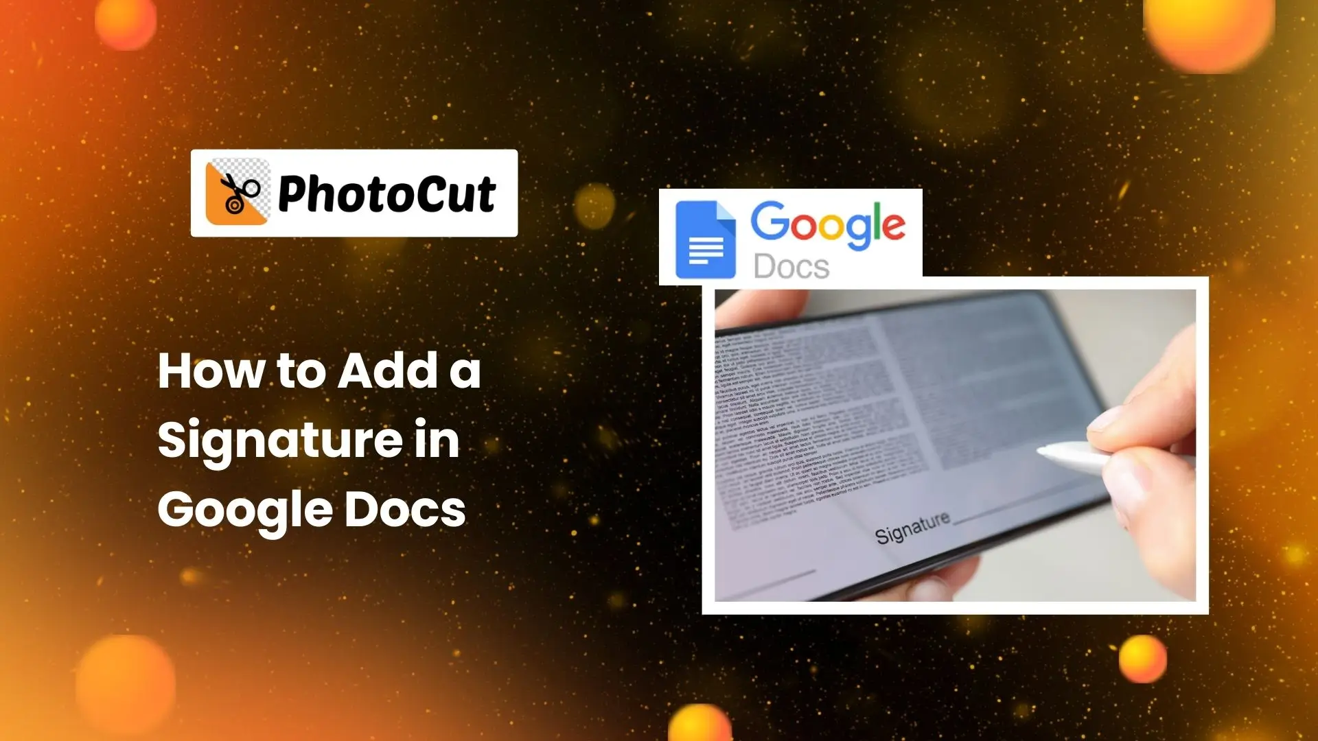 Step-by-step guide on adding a signature in Google Docs, featuring clear visuals and easy-to-follow instructions.