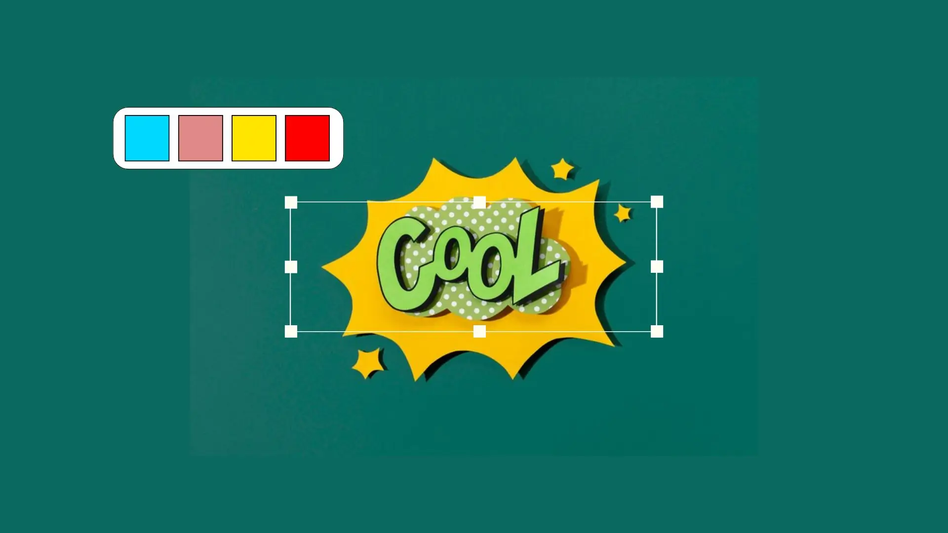 A vibrant green background featuring a green sticker that reads "cool" in bold letters.