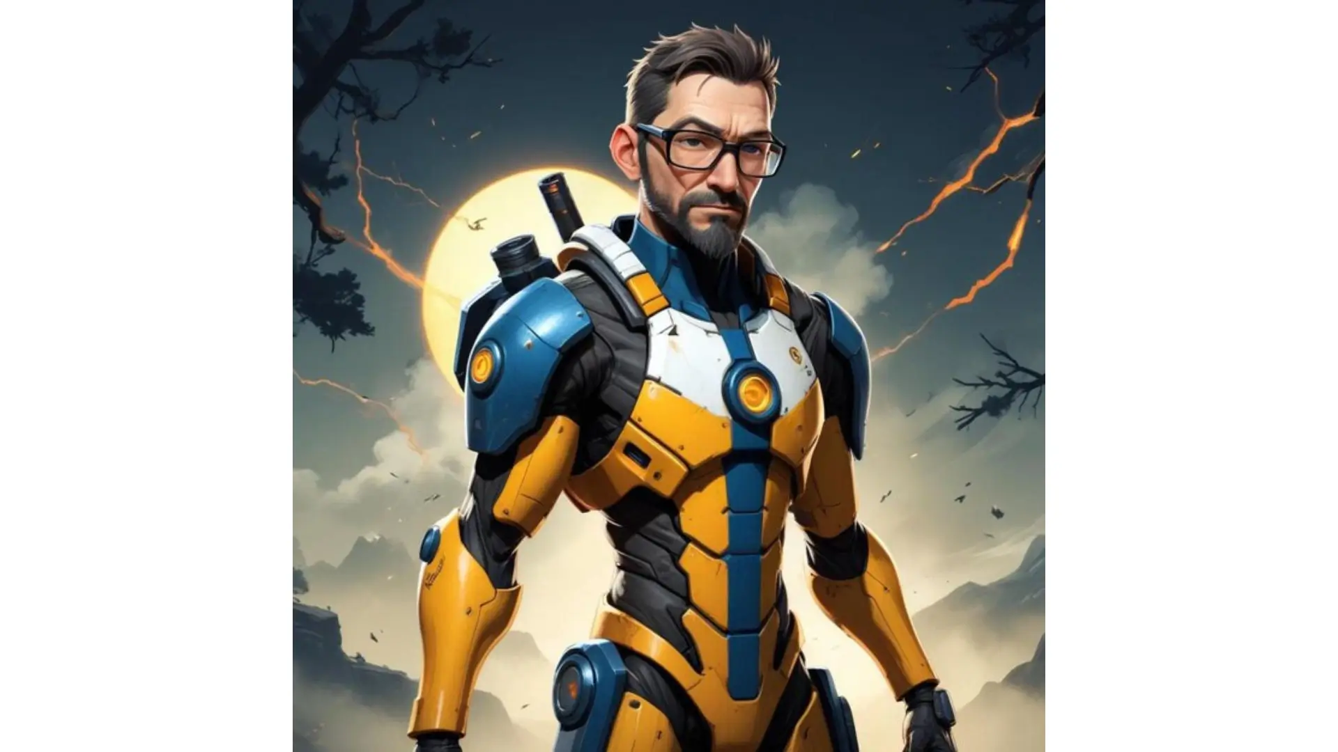 A man in a blue and yellow suit stands confidently against a dark background, exuding style and sophistication.