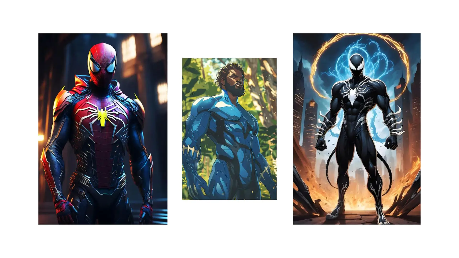 Marvel's Spider-Man, Black Panther, and the Avengers unite in an action-packed scene showcasing their iconic powers.
