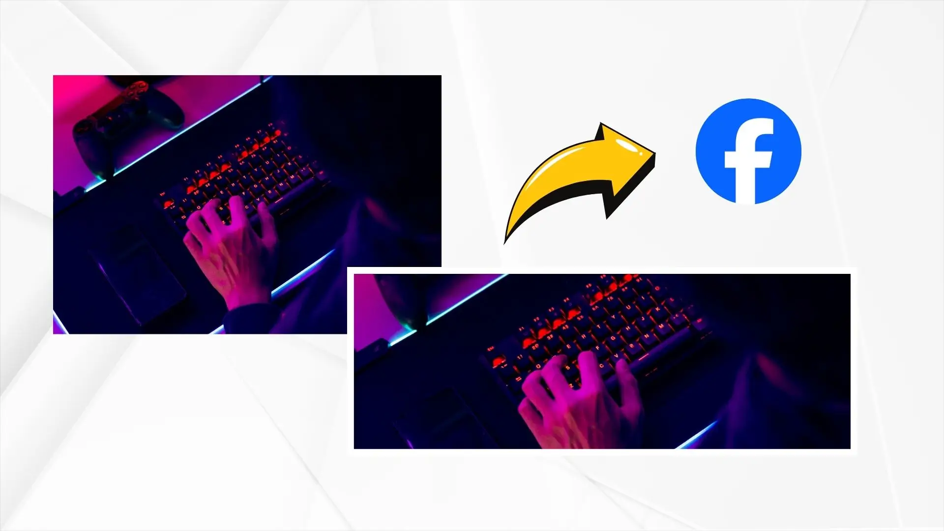 A person typing on a keyboard with the Facebook logo displayed prominently in the background.