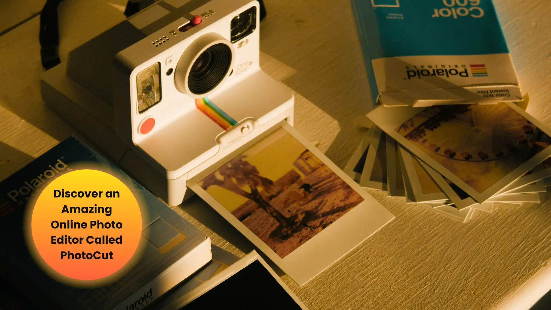 A polaroid instant camera beside a stack of polaroid instant film, showcasing a nostalgic photography experience.