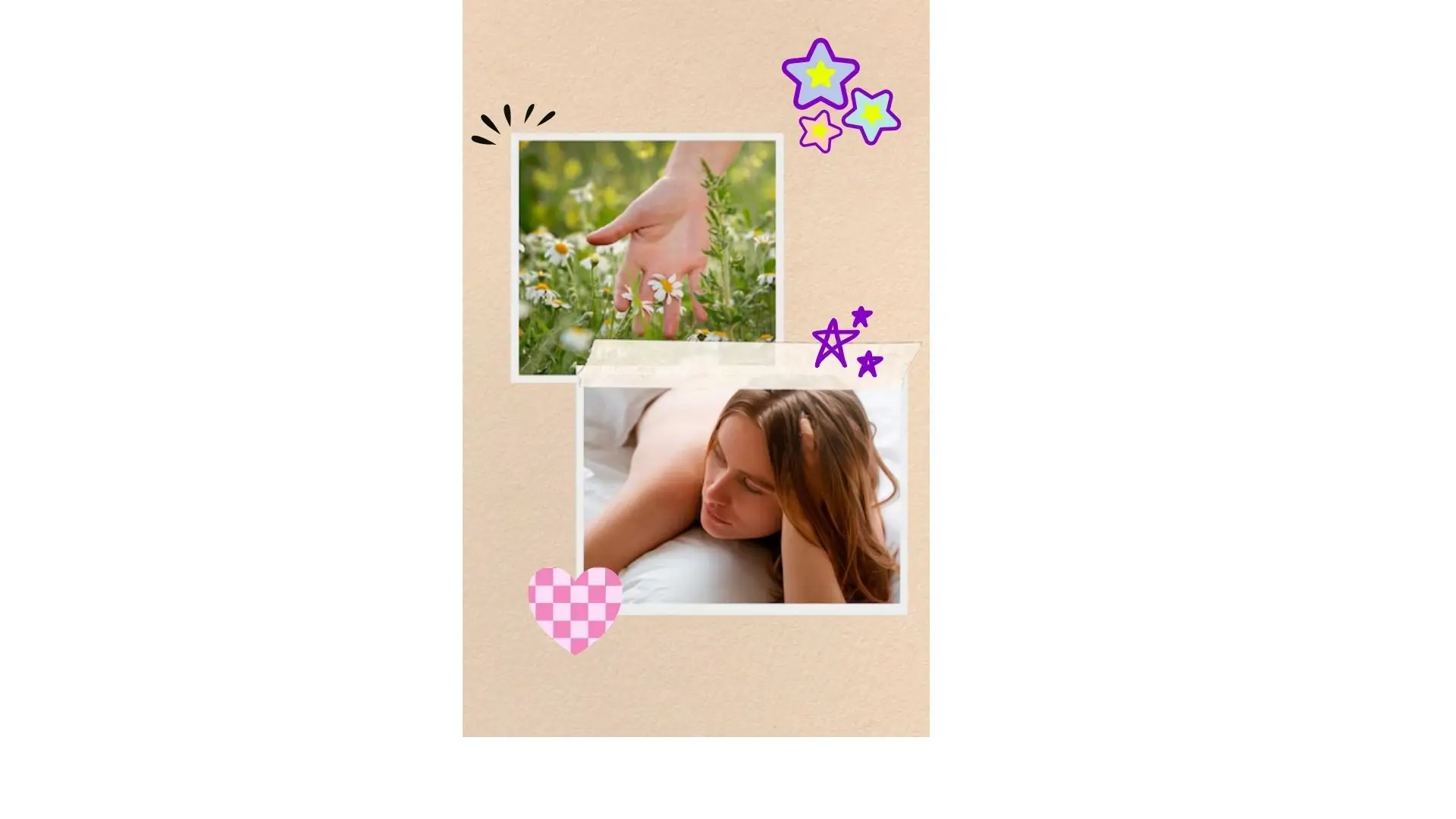 A woman relaxes on a bed adorned with vibrant flowers and fluttering butterflies, creating a serene atmosphere.