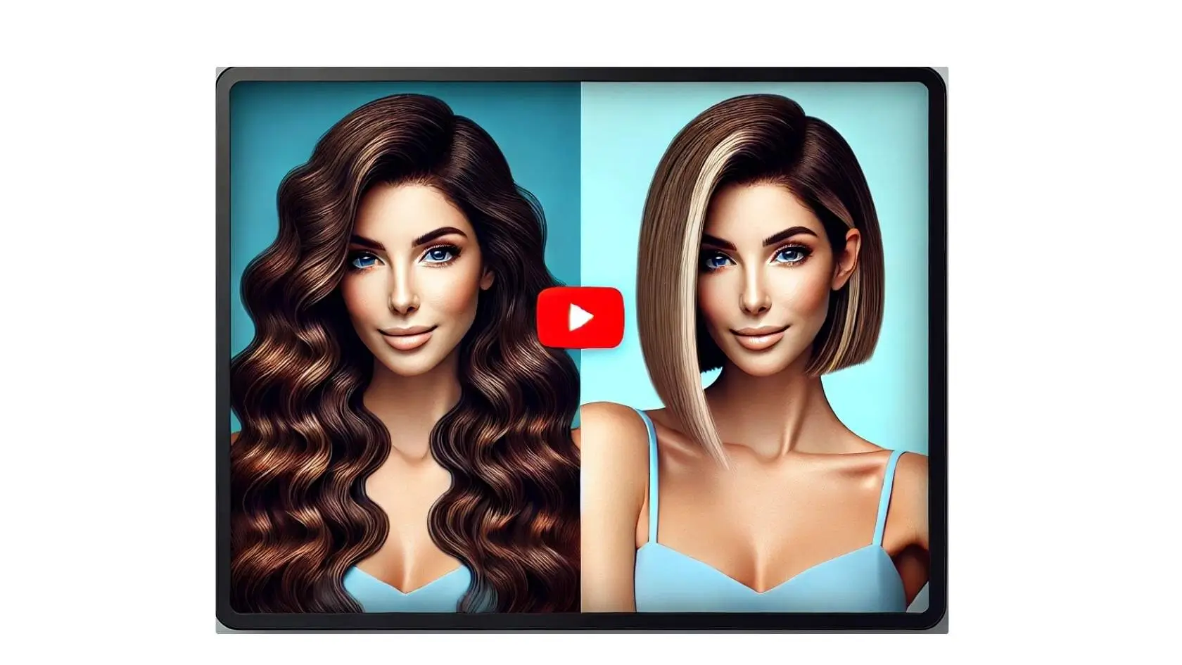 Screenshot of a 3D hair salon app showcasing various hairstyles and salon features on a mobile device interface.