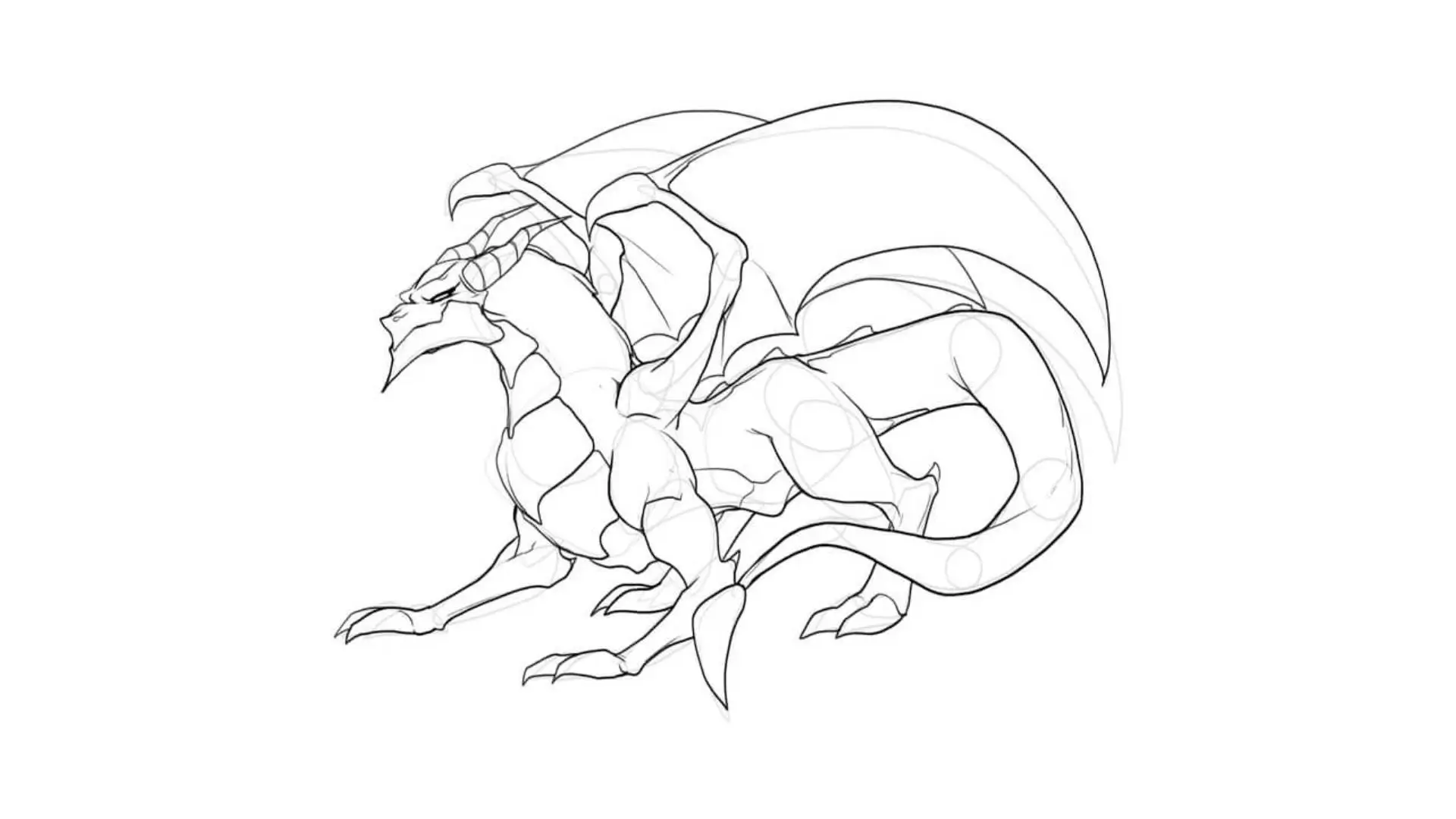 Visual tutorial on drawing a dragon, featuring sequential steps to help artists create a detailed dragon illustration.