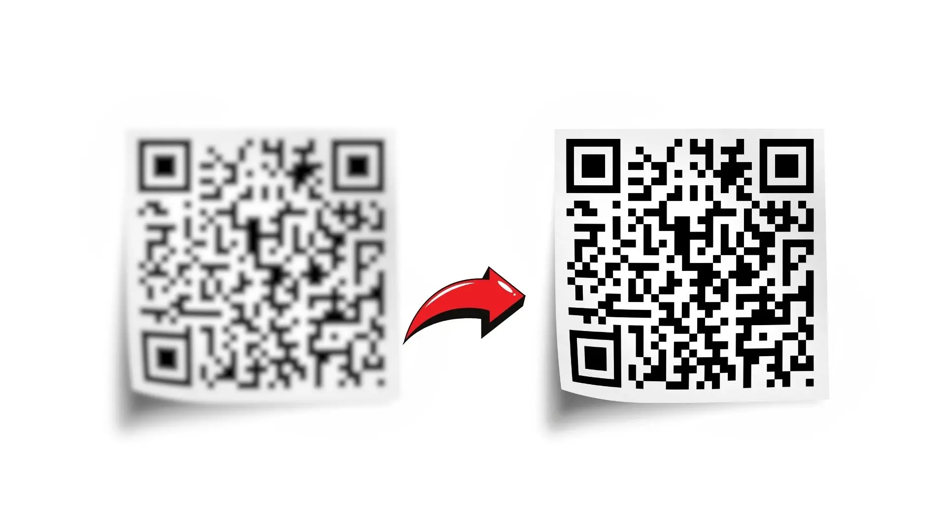 A QR code displayed with a red arrow directing attention towards it.